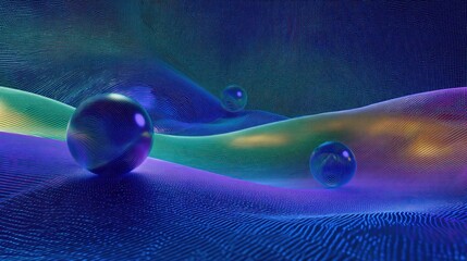 Poster - Abstract digital landscape with spheres