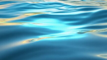 Poster - Serene and Calming Close-Up of Gentle Ocean Waves Reflecting Soft Sunlight in Turquoise Blue Hues and Shimmering Water Texture 4k video footage