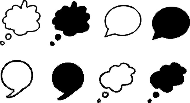 four text balloons with different shapes black and white