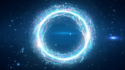 Poster - Glowing Circular Portal with Neon Light Effects in a Dark Environment Creating a Futuristic and Enigmatic Visual Experience for Digital Art 4k video footage