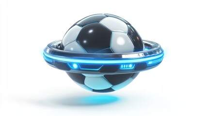 Poster - Futuristic soccer ball with glowing ring, dynamic 3D sports design, modern concept