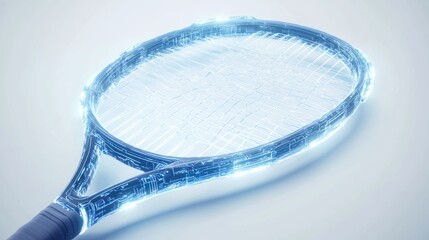 Poster - Futuristic tennis racket concept with circuit board design and glowing elements
