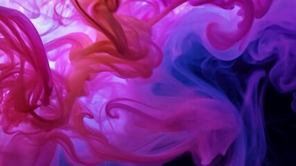 Poster - Vibrant Swirls of Purple and Turquoise Ink Mixing in Water Creating Abstract Fluid Art Background with Beautiful Patterns for Creative Projects 4k video footage