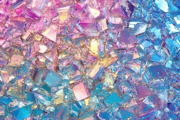 Poster - Captivating holographic rainbow foil iridescent texture showcasing vibrant colors and reflective light patterns in an abstract arrangement