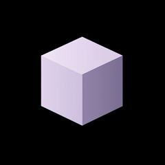 Poster - Abstract Purple Cube on Black Background with Gradient Lighting