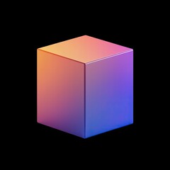 Poster - Abstract Colorful Cube with Gradient Effect on Black Background