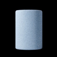 Poster - Textured Light Blue Cylinder Object on Black Background