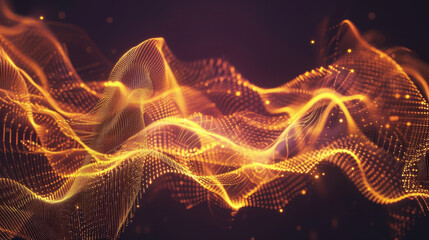 Poster - Digital waveform lines flowing in abstract rhythm create mesmerizing visual experience, showcasing vibrant colors and dynamic movement