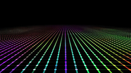 Poster - Vibrant holographic grid fades into digital mist, creating mesmerizing visual effect that evokes sense of depth and infinity