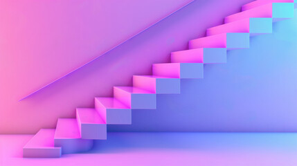 Poster - Minimal pastel gradient with smooth transitions creates modern staircase design, evoking sense of calm and creativity