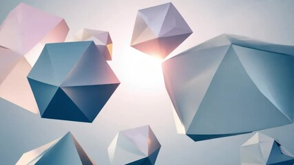 Poster - Abstract geometric shapes in floating arrangement on a soft gradient background creating a modern artistic aesthetic for design and creative projects 4k video footage