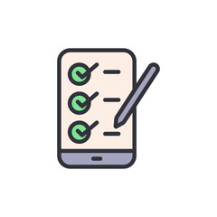 Poster - Digital Checklist On Smartphone With Stylus Pen For Task Management