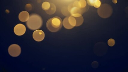 Poster - Abstract golden bokeh lights shining brightly against a dark background, creating a dreamy and festive atmosphere for various design projects 4k video footage