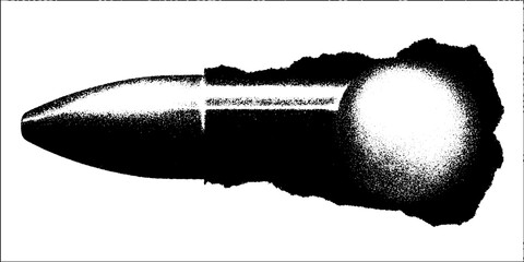 Poster - High contrast abstract bullet casing silhouette in black and white art design