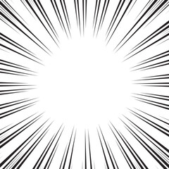 Poster - Manga comic explosion, motion or movement effect, vector background. Manga anime cartoon radial speed lines and abstract pattern for comic book burst, flash ray or explode bang action