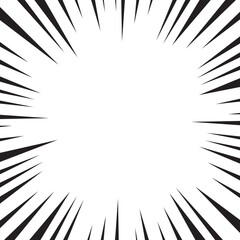 Poster - Manga comic explosion, motion or movement effect, vector background. Manga anime cartoon radial speed lines and abstract pattern for comic book burst, flash ray or explode bang action