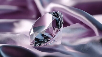 Poster - Expertly crafted diamond resting on elegant silk fabric showcasing exquisite details and dazzling reflections