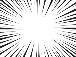 Poster - Manga comic explosion, motion or movement effect, vector background. Manga anime cartoon radial speed lines and abstract pattern for comic book burst, flash ray or explode bang action