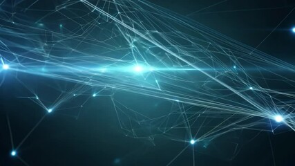 Poster - Abstract Digital Connection Background with Glowing Lines and Points Representing Neurons and Data Flow in Dark Space 4k video footage
