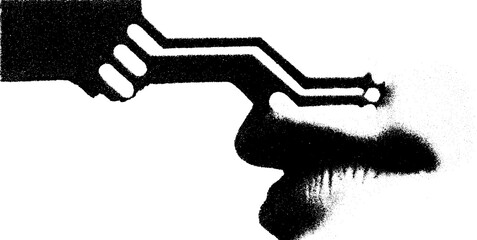 Poster - High contrast black and white circuit board design for technology theme