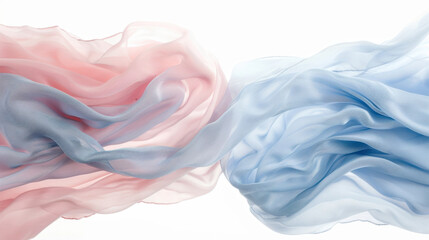 Poster - soft flowing fabric in pink and blue creates delicate and airy atmosphere, evoking sense of tranquil