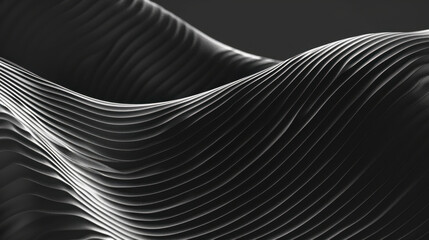 Poster - Abstract curved wave lines glowing softly over black create mesmerizing visual experience