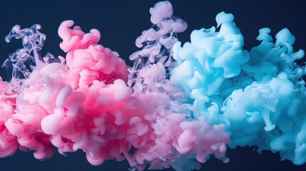 Poster - ethereal cloud of smoke in soft pastel tones of pink and blue, creating dreamy and whimsical atmosph