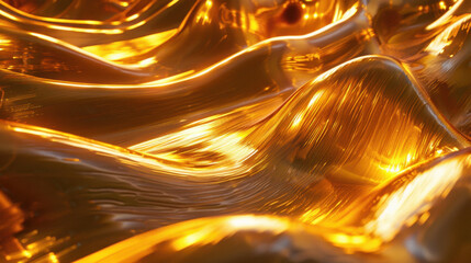 Poster - glowing gold waves create mesmerizing flow of light and texture, evoking sense of warmth and luxury