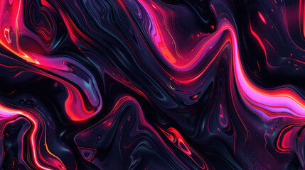 Poster - vibrant abstract waves of neon colors create mesmerizing digital art effect, showcasing fluid motion