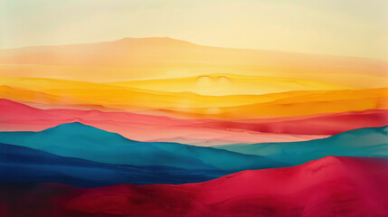 Poster - layers of soft gradient bands create visual rhythm in vibrant colors, evoking sense of tranquility a