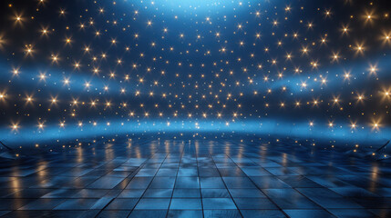 Poster - stunning blue background with shimmering lights creates magical atmosphere, perfect for events or pe