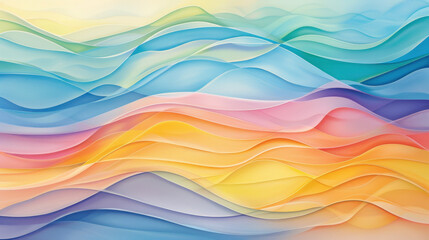 Poster - smooth curved gradient waves in pastel colors create serene and calming atmosphere, perfect for back