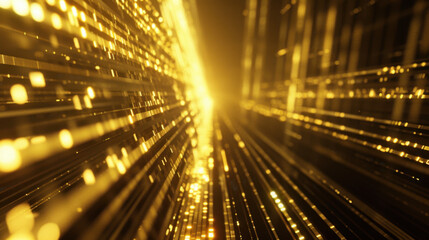 Poster - Radiant gold sparkles create mesmerizing abstract gradient, evoking sense of wonder and depth in this stunning visual