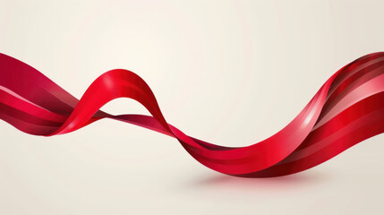 Poster - Smooth fluid abstract background with wavy ribbons in shades of red, creating dynamic and elegant visual expression