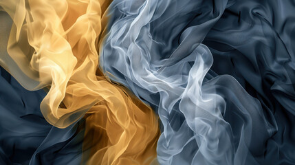 Poster - smooth gradient fading from warm to cool tones flowing fabric creates dynamic visual effect. interpl