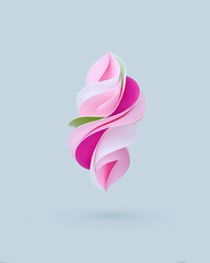 Poster - Abstract Twisted Pink and Purple 3D Shape with Soft Metallic Finish
