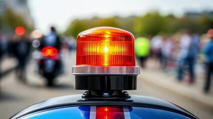 Poster - Orange rotating emergency light on vehicle roof