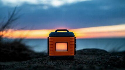 Aufkleber - Portable power station illuminating coastline during sunset
