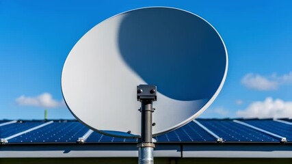 Aufkleber - Satellite dish rotating and searching for signal on building with solar panels