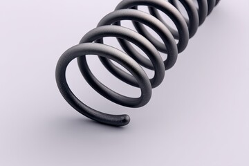 Poster - Metallic Grey Spiral Coil Spring on Neutral Background