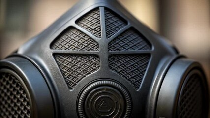 Poster - Modern gas mask detail showing air filters and valve