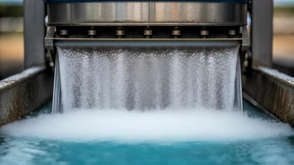 Poster - Water treatment plant filtering water, creating foam