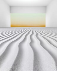Poster - Minimalist Coastal Line with Wave Ripple Texture in White Room