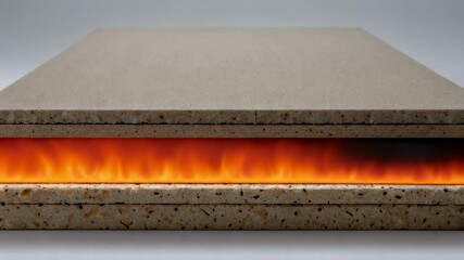Aufkleber - Fire resistance test showing material preventing fire spread