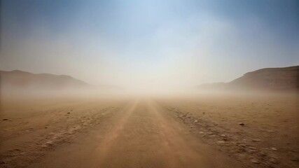 Poster - Dust storm engulfing desert road