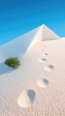 Poster - Minimalist White Ridge Line Dividing Sand and Snow