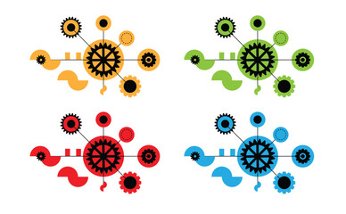 Poster - Gear Cogwheels Technological Abstract Graphics with Geometric Shapes. Graphic design elements and resources vector art