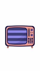 Fototapete - Vintage television with horizontal stripes signal 2D cartoon vertical animation. TV tuning. Broadcast nostalgia. Analog old technology animated flat colorful object 4K video isolated on white
