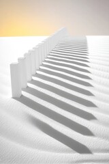 Poster - Monochromatic Desert Pattern: White Lines and Shadows on Sand