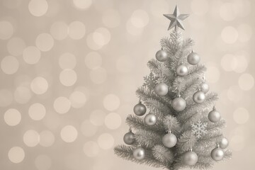 Poster - Festive Silver Tree with Ornaments for the Holiday Season